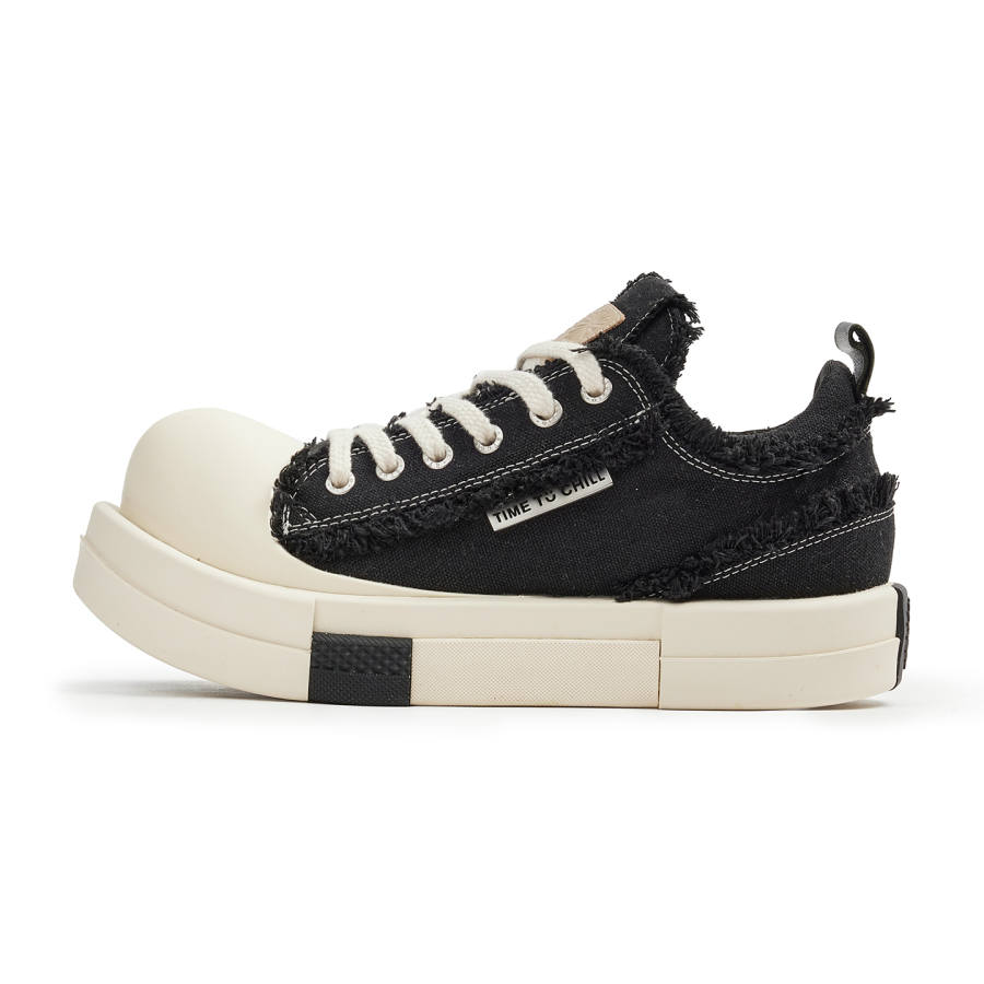 XIX Chunky Shoes Canvas Height Increasing Height Increasing Low top Skateboard Shoes Women's Black