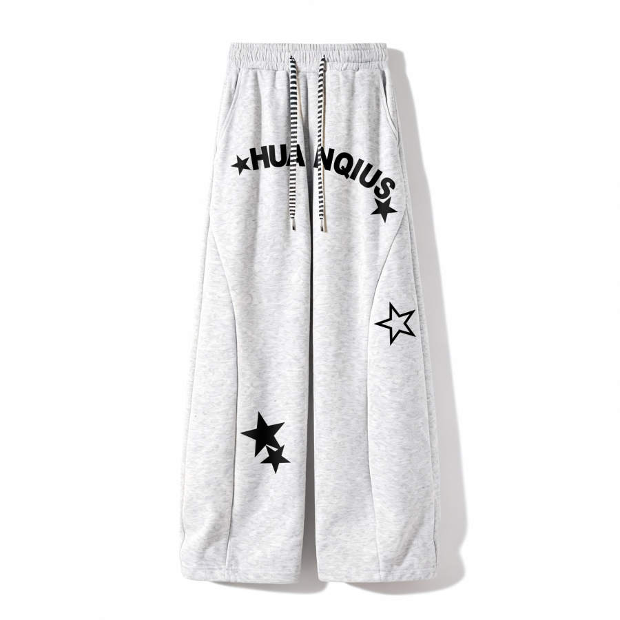 HUANQIU Casual Pants Unisex Thickened And Fleece Lined Sweatpants