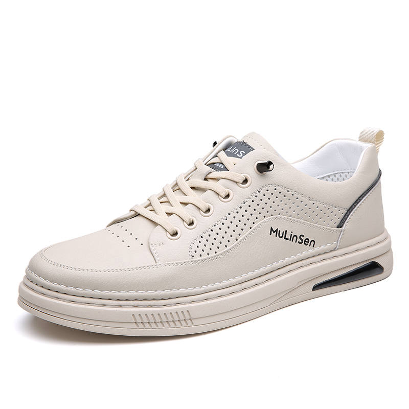 Mulinsen Cow Split Leather Slip Resistant And Breathable Low top Casual Shoes Men's