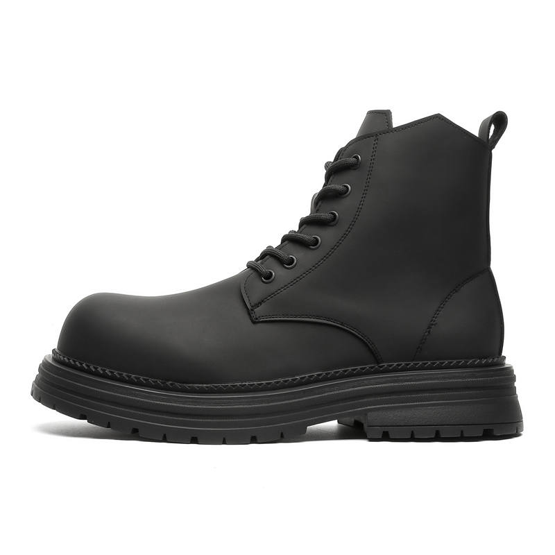CHILANG CHILANG PU Short Combat Boots Men's Black