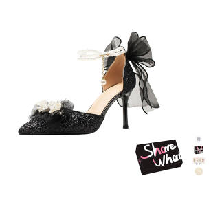 BIGTREE Slim Heel High Heels Women's Black
