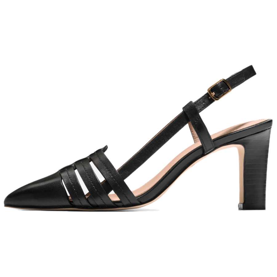 COLE HAAN Collection Cow Leather Chunky Heel High Heels Women's Black