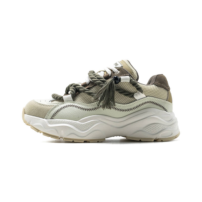 GUQUE Fringe Collection Low top Chunky Sneakers Unisex Beige Green