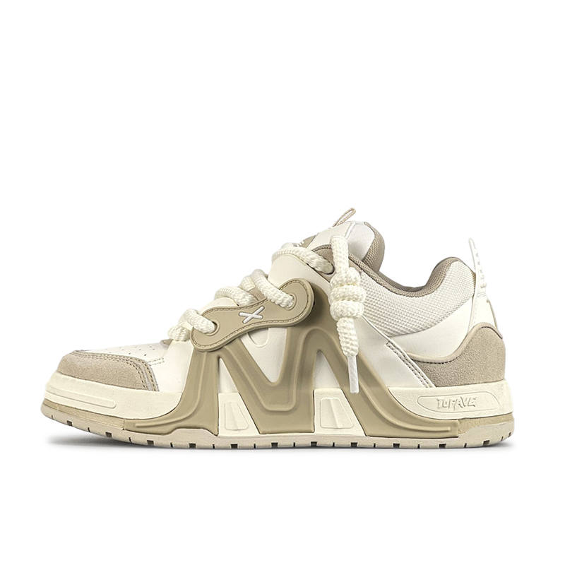 TOFAVE Puffy Shoes Low top Skateboard Shoes Unisex Milk Oats