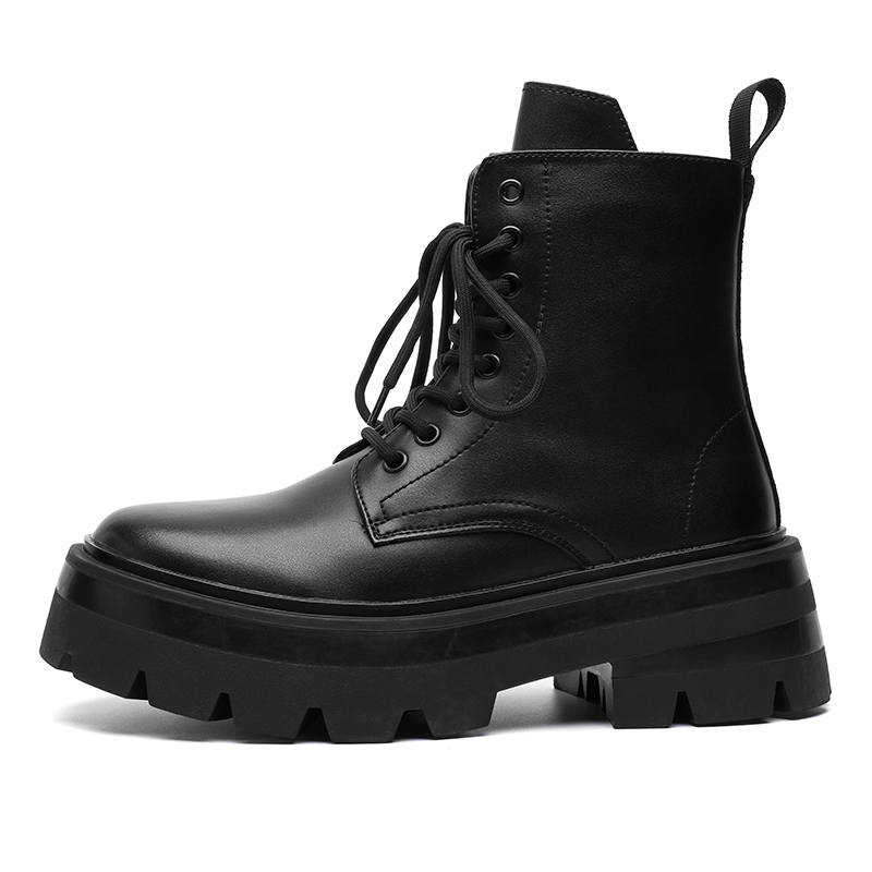 SHUPATE SHUPATE Microfiber Leather Short Combat Boots Men's Black
