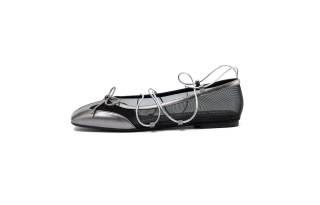 RUNTOTHEFUTURE Microfiber Leather Mary Jane Shoes Silver Black