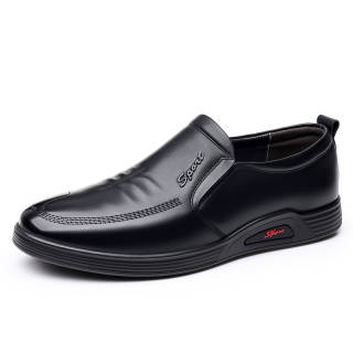 MODENGPAN Casual Leather Shoes Men's Low Top Black/Brown