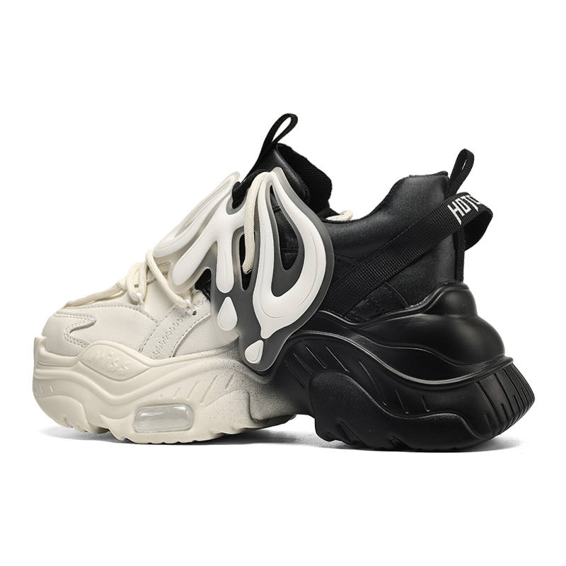 ORD ORD Microfiber Leather Low top Chunky Sneakers Unisex Black White Gradient
