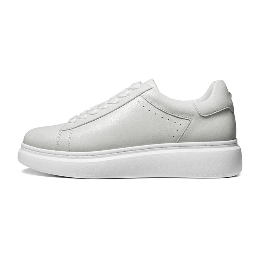 THOM WILLS Casual Versatile Ice Crackle Calfskin White Sneakers Skateboard Shoes Men's White