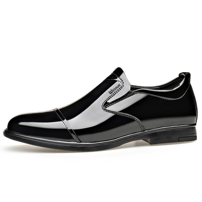 WENNAI Top Grain Cow Leather Casual Shoes Men's Black