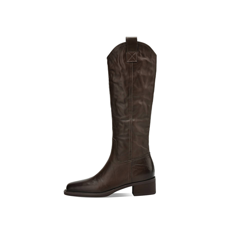 BOERDIQI Knight Boots Top Grain Cow Leather Knee high Boots 4.1cm Women's