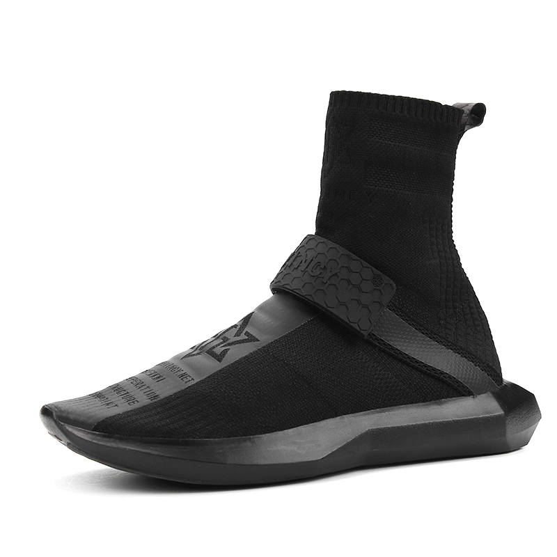 NORVINCY Fabric Coverage Height Increasing Coverage Height Increasing High top Casual Shoes Men's Black