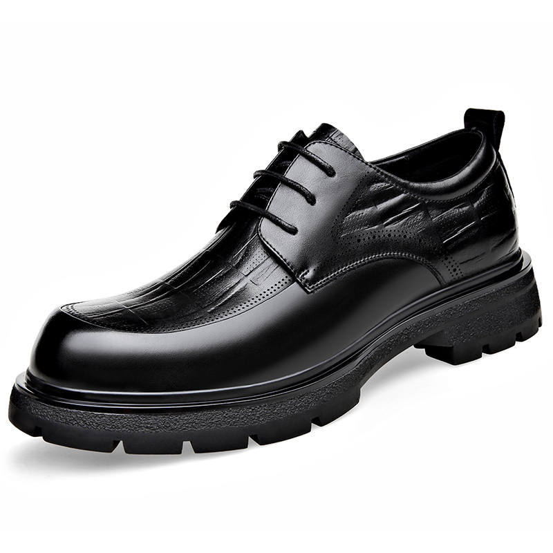 CITONGXIANSHENG Cow Split Leather Casual Shoes Men's Black