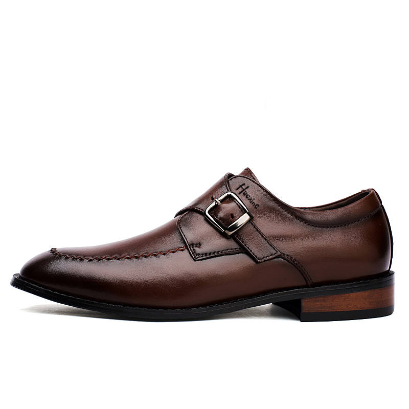 HAOXING Top Grain Cow Leather Dress Shoes Men's Brown