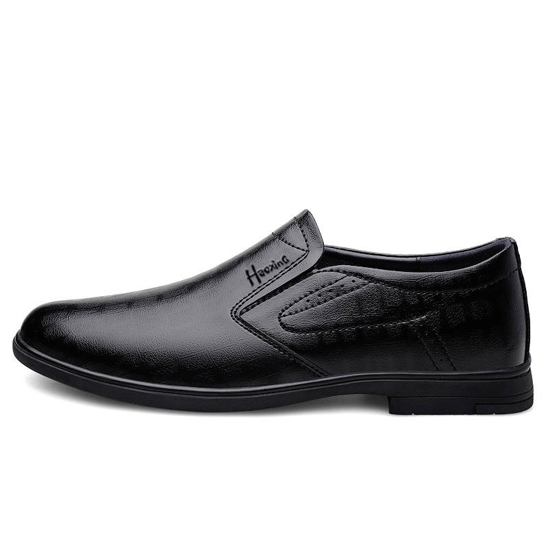 HAOXING Cow Split Leather Casual Shoes Men's Black