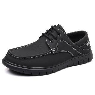 EGCHI Casual Leather Shoes Men's Low Top Black