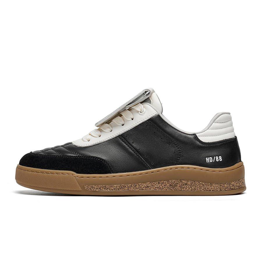 C°BANNER Cow Leather Low top Skateboard Shoes Men's Black