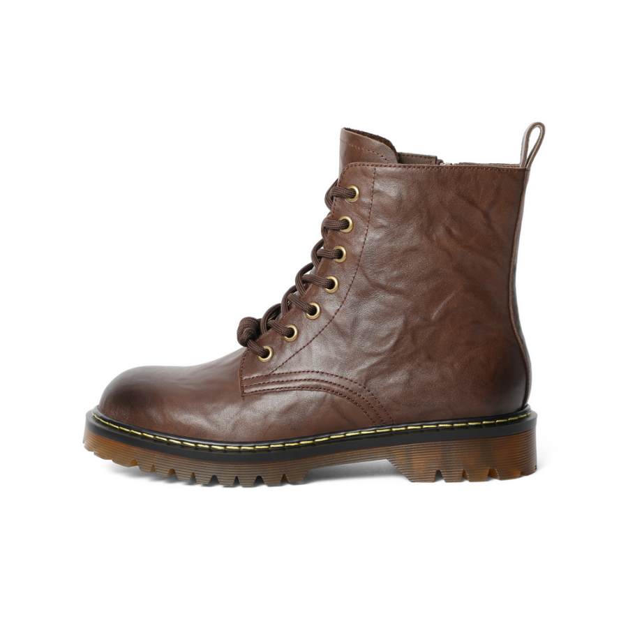 BELLE BELLE Cow Leather Short Combat Boots 3CM Women's
