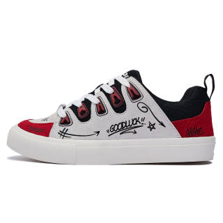 I.30 Synthetic Leather Low top Skateboard Shoes Unisex White Red