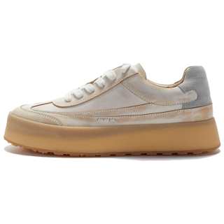 UNO FLATU Cow Leather Abrasion Resistant Lightweight Height Increasing Low top Skateboard Shoes Unisex Wabi Sabi White