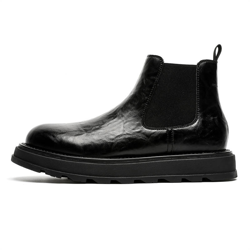 PINYI PINYI Microfiber Leather Short Chelsea Boots Men's Black