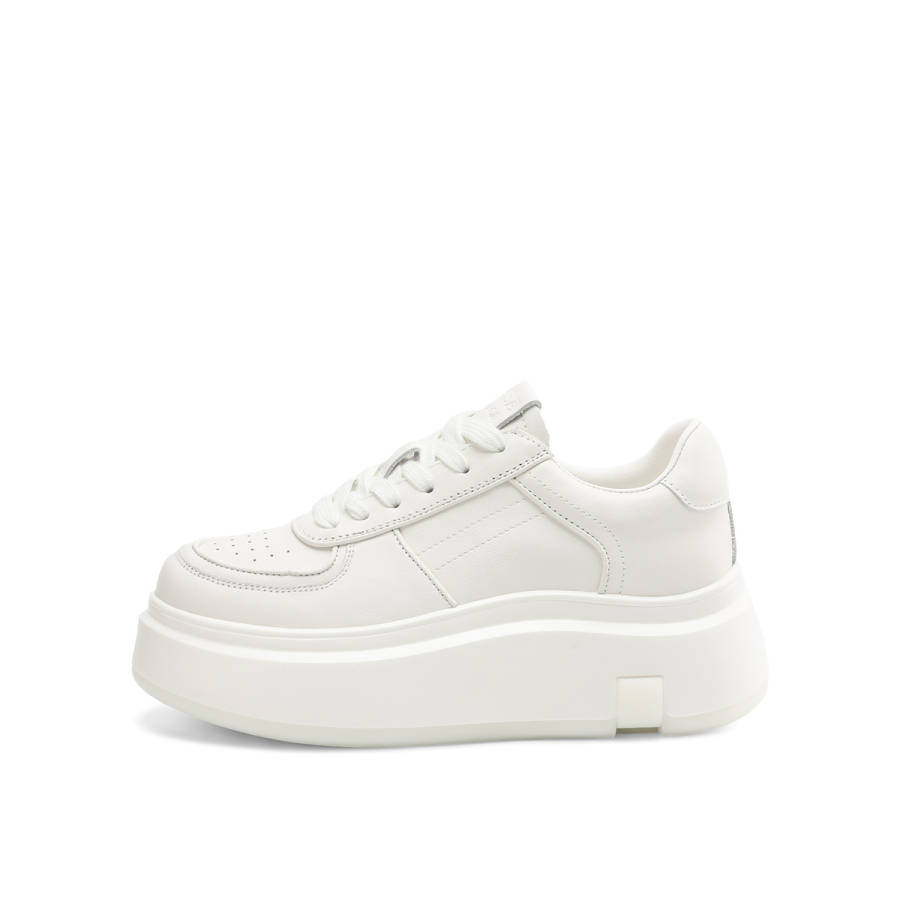 Rosa Bianca White Sneakers Cow Leather Low top Skateboard Shoes Women's White