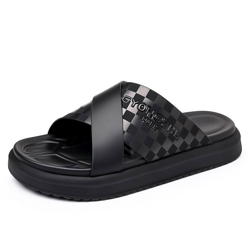 XIMO BULL Rubber Foam Outsole Totem Slip Resistant Slip Resistant Slide Slippers Men's Black