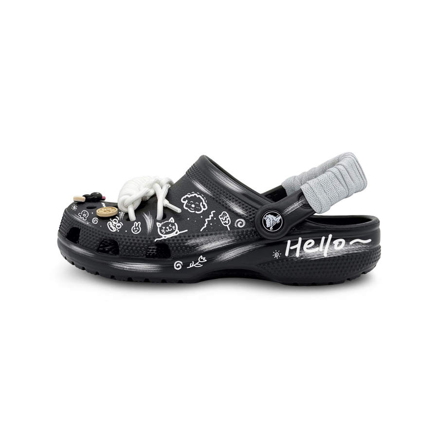 Crocs Crocs Classic Clog Happy Graffiti, Black EVA Clogs Unisex Black