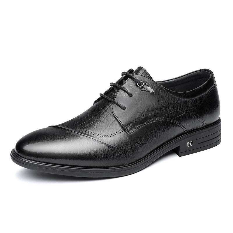 QIAONAI Top Grain Cow Leather Dress Shoes Men's Black
