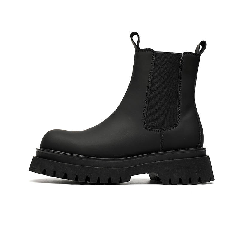 KAQIAODI Microfiber Leather Short Chelsea Boots Men's Black