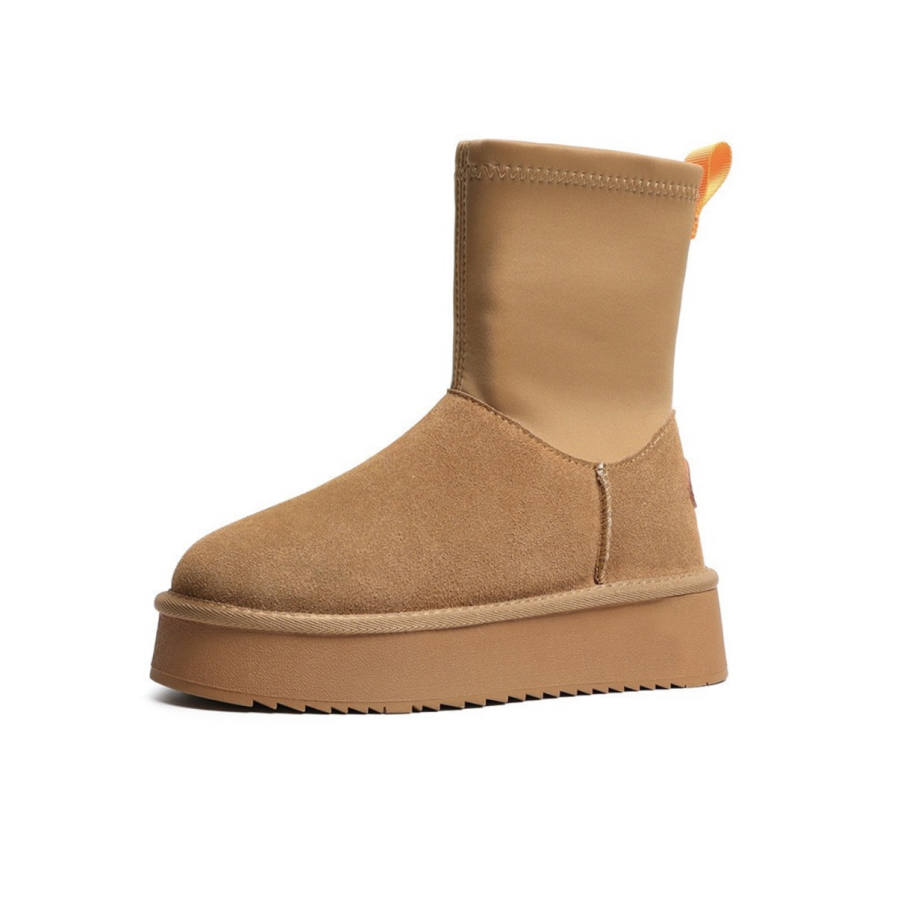 CHERRY&KALIKA Microfiber Leather Snow Boots Women's Chestnut