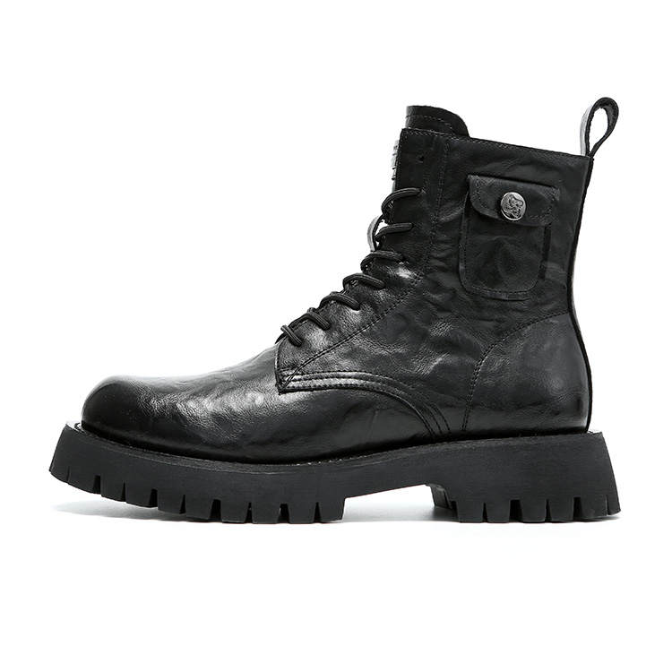 KAIMALONG KAIMALONG Cow Leather Knee High Combat Boots Men's