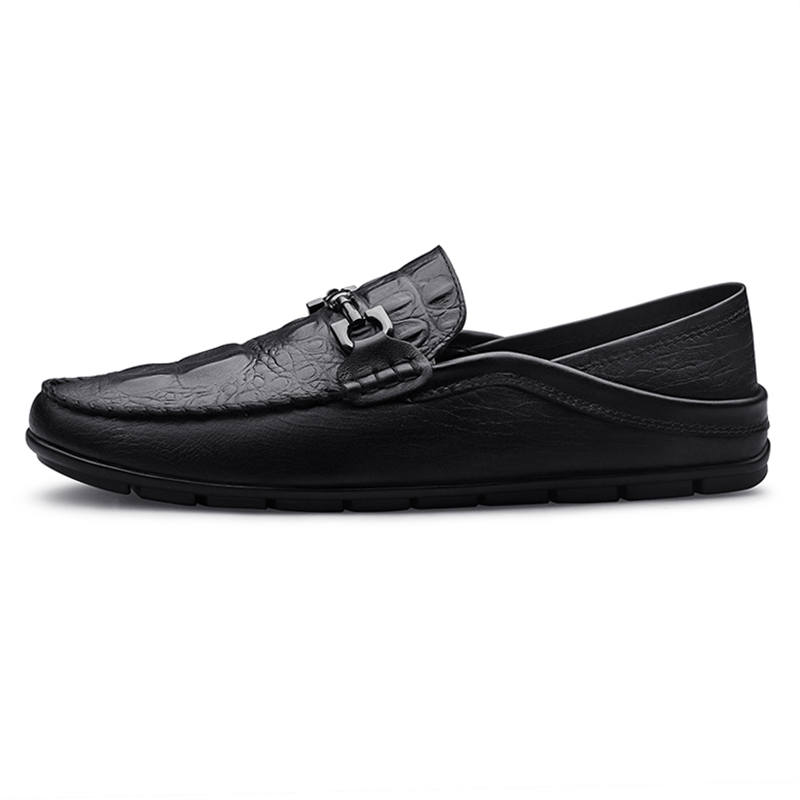 YINGLUNQISHI Top Grain Cow Leather Casual Shoes Men's Black