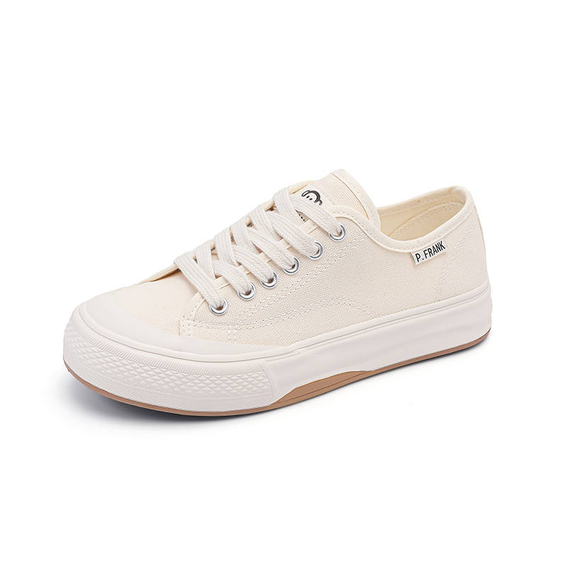 PAUL FRANK Abrasion Resistant Breathable Coverage Lightweight Slip Resistant Low top Canvas Shoes Women's White