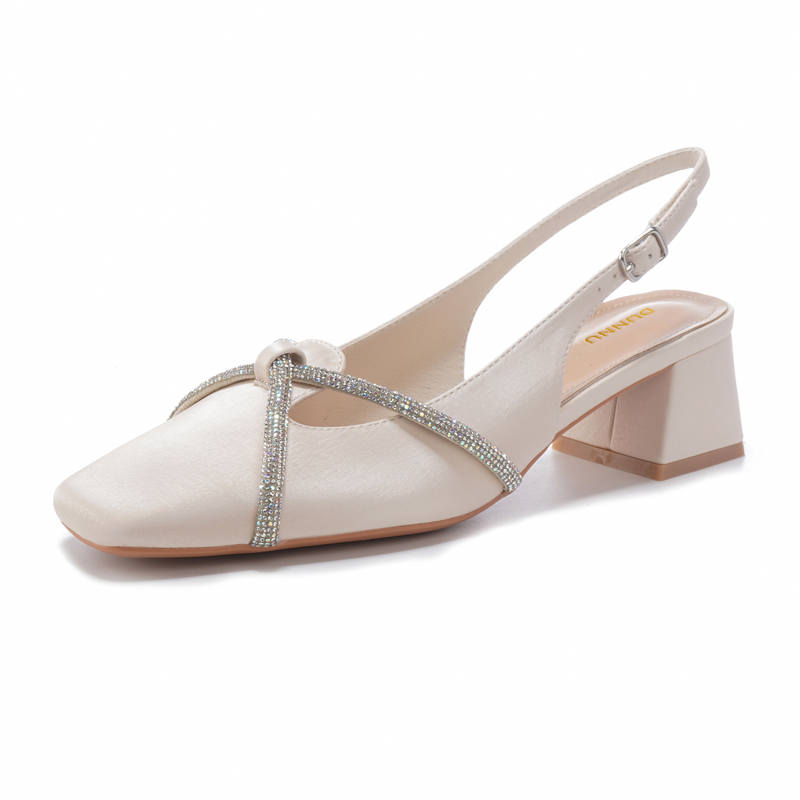 DUNNU Leather Chunky Heel High Heels Women's