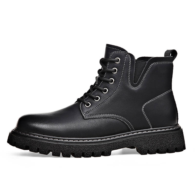 KAQIAODI Cow Split Leather Knee High Combat Boots Men's