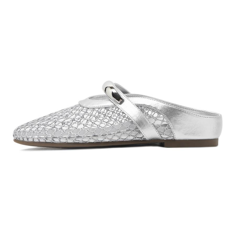 CAMEIDO Slip Resistant Slip Resistant Closed Toe Slippers Women's Silver
