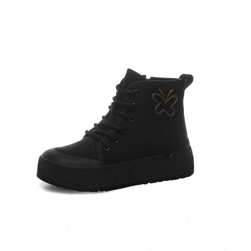 JINSITU Cow Leather Short Combat Boots Women's