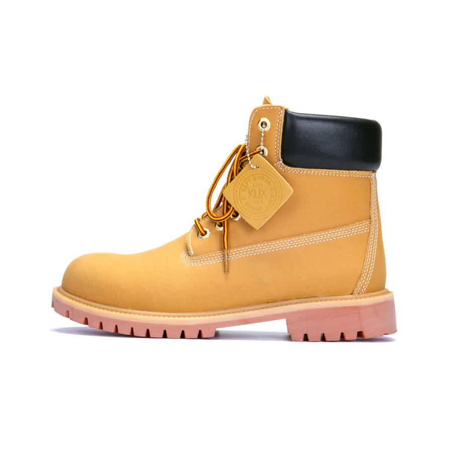 KUX Classic Yellow Boots Cow Leather Short Combat Boots Unisex
