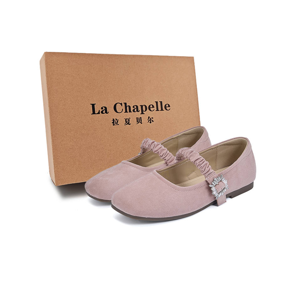 La Chapelle White Peach Litchi Girly Pink, Fashion Minimalist Style Individual Ballet Shoes, Comfortable And Trendy Pu