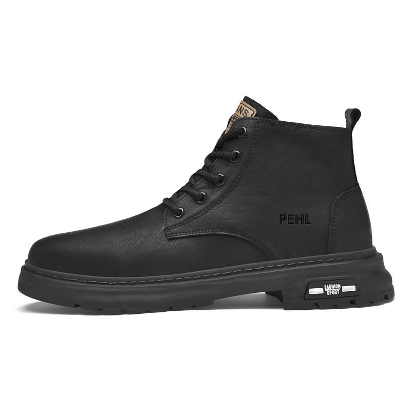 PEHL PEHL Top Grain Cow Leather Ankle Length Combat Boots 3cm Men's