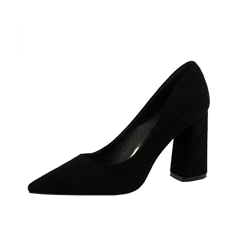 BIGTREE BIGTREE Suede Chunky Heel High Heels 8.5cm Women's