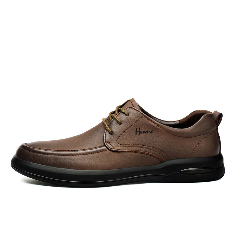 HAOXING Top Grain Cow Leather Casual Shoes Men's Brown
