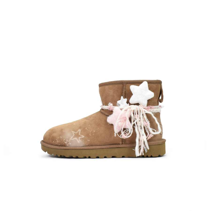 UGG CLASSIC MINI Sheepskin Thermal Abrasion Resistant Short Snow Boots Women's Camel