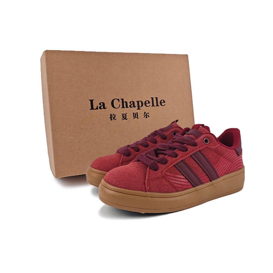 La Chapelle Trendy Fashion German Army Trainers Slip Resistant Abrasion Resistant Skateboard Shoes Women's Vintage Red