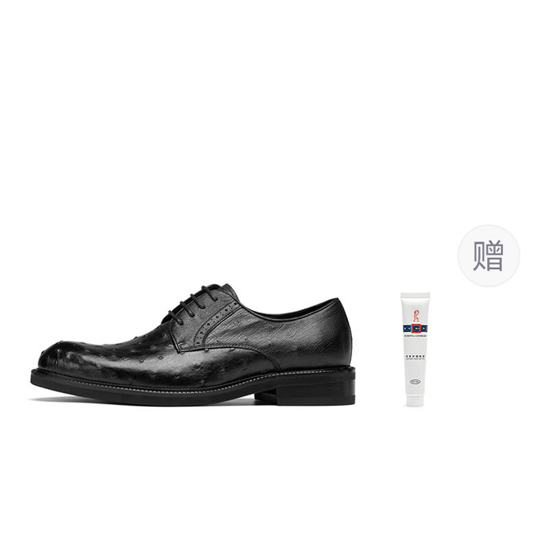 ROBERTA DI CAMERINO Ostrich Leather Dress Shoes Men's Black
