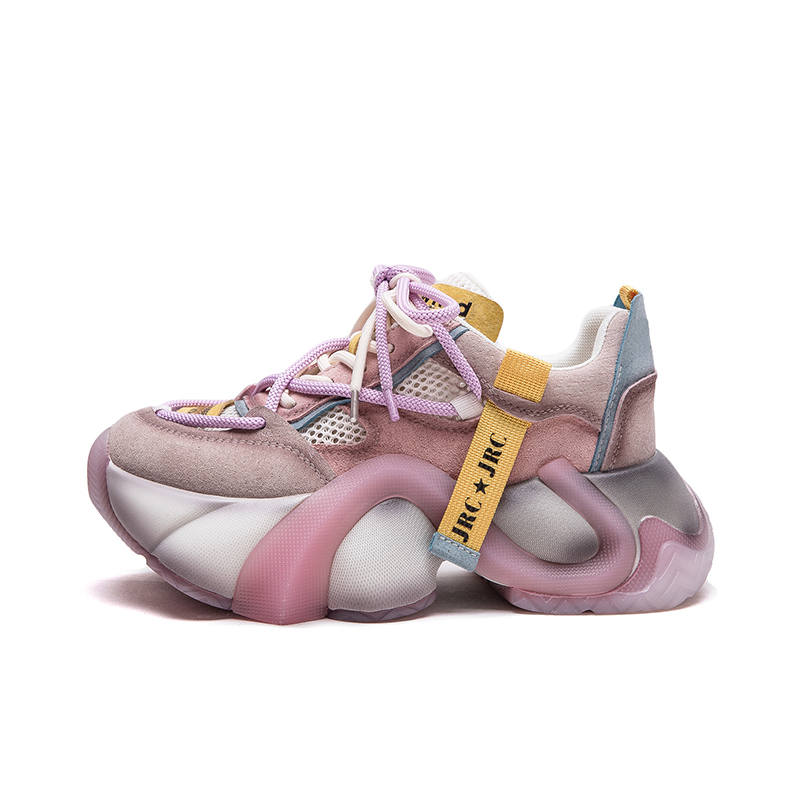 CHIBANG Pigskin Height Increasing Height Increasing Low top Chunky Sneakers Women's