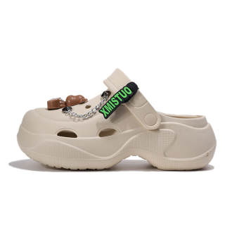 XMISTUO Bear DIY Trendy Minimalist Style 6.0cm Height Increasing Outerwear Summer Closed Toe EVA Clogs Women's