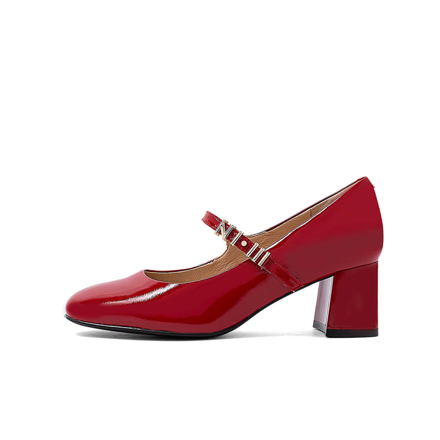 COMELY Cow Leather Chunky Heel Mary Jane Shoes 5.5cm Women's