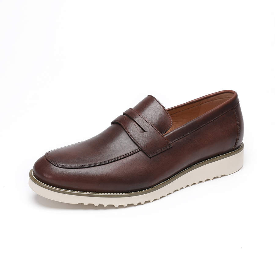 SENJIALUO Top Grain Cow Leather Loafers Low Heel Men's